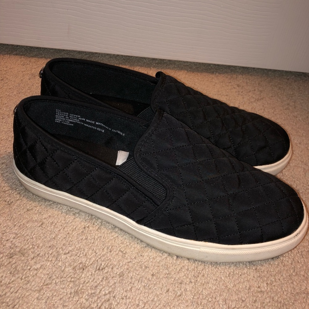 Black Quilted Slip-Ons